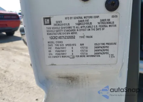 2005 Chevrolet Silverado 1500 Work Truck из США, поврежденный, VIN 1GCEC14X75Z328352